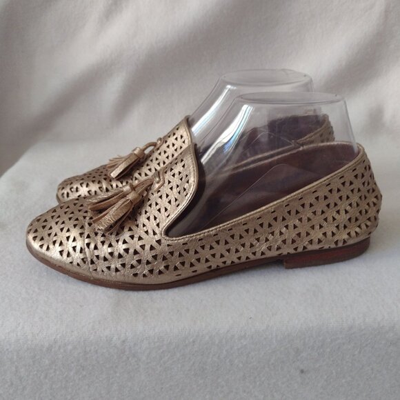 Patricia Nash Francesca Loafers 7 7M Pale Gold Leather Tassel Flats Shoes - Picture 3 of 9